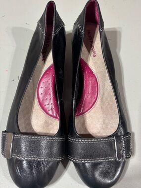 Hush Puppies Black Leather Comfort Wedge Loafers Women’s Size 9.5 us Slip-On Sh